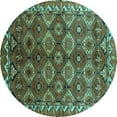 thumbnail image 1 of Ahgly Company Indoor Round Oriental Turquoise Blue Industrial Area Rugs, 8' Round, 1 of 4
