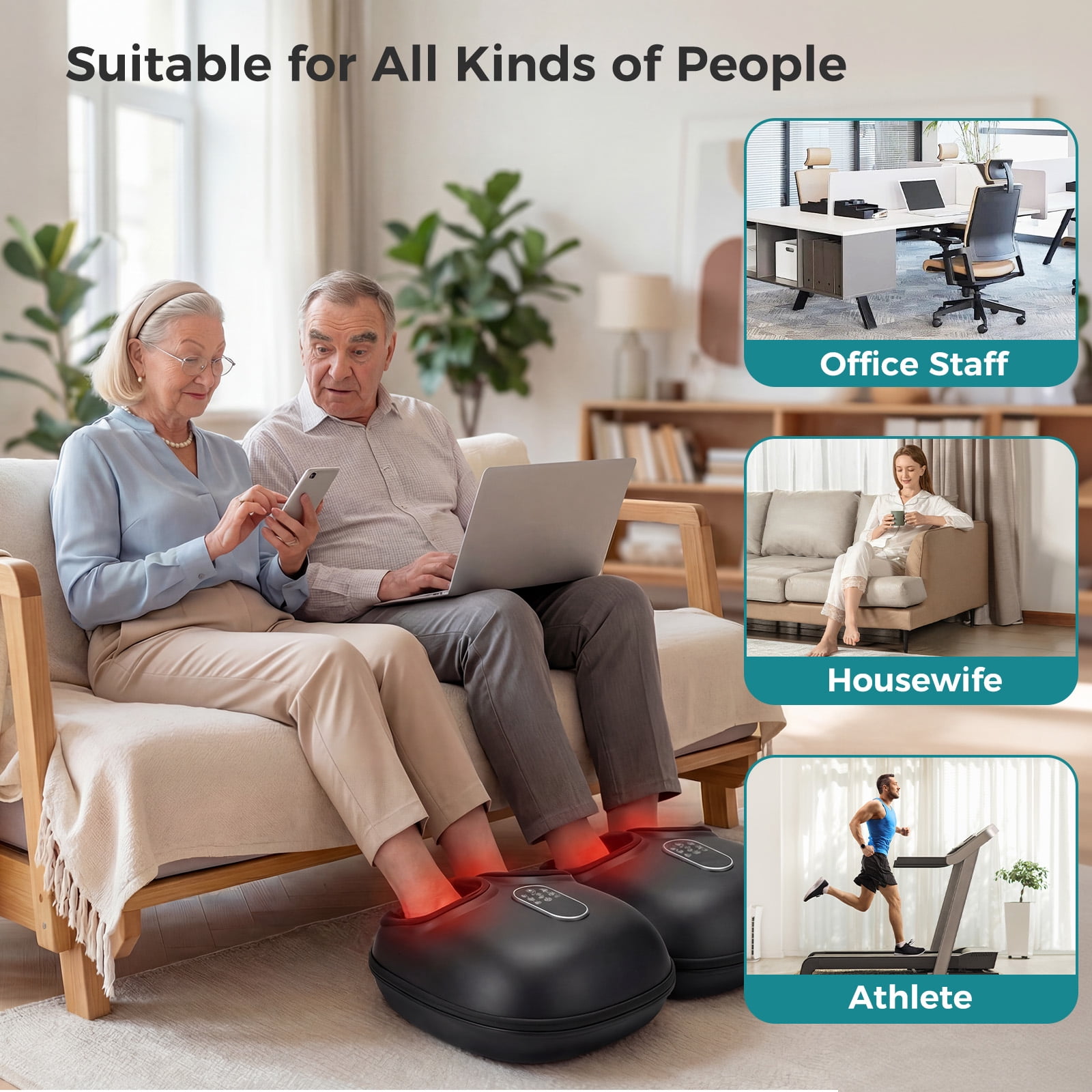 CONCETTA Full Foot Massager Machine with Heat & Shiatsu, Deep Tissue Plantar Fasciitis Relief, Gifts for Women Men Mom Dad, Fits up to Size 13