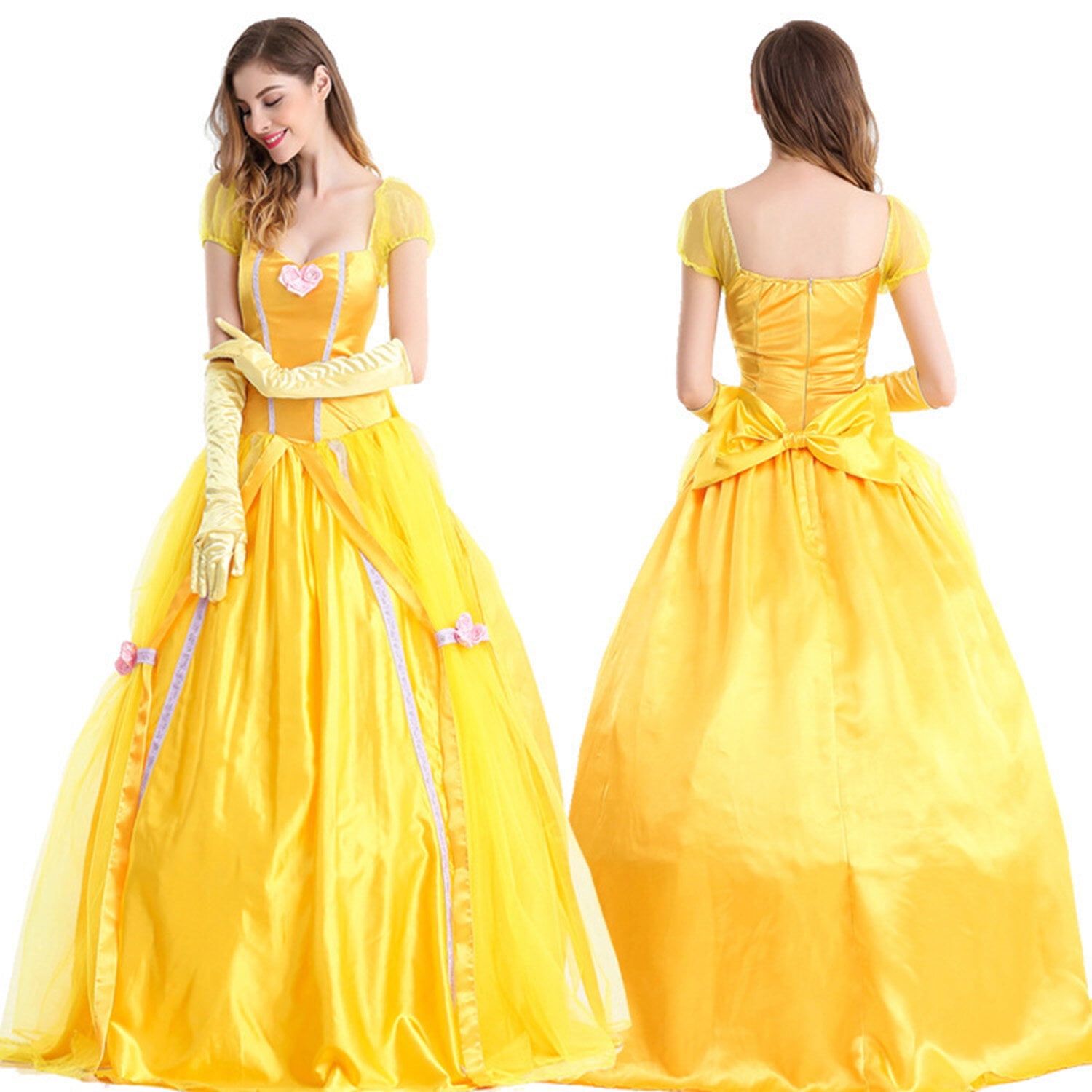 HAWEE Princess Belle Costume for Women, Halloween Adult Yellow