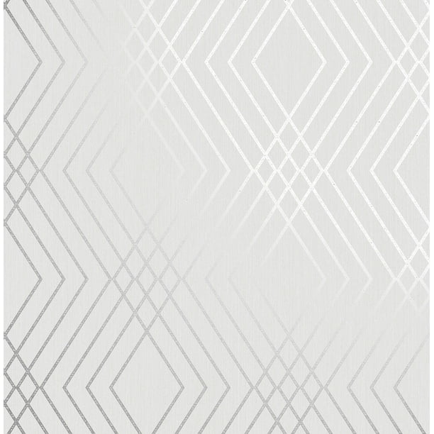Fine Decor Shard Silver Trellis Wallpaper