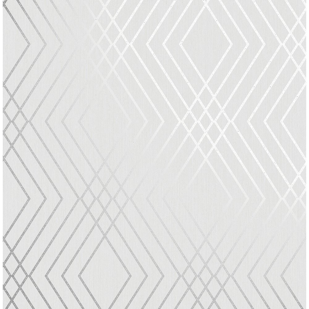 Fine Decor Shard Silver Trellis Wallpaper