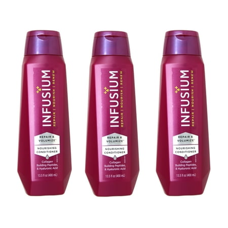 (3 pack) Infusium Repair & Volumize and Renew Nourishing Conditioner Collagen Building Peptides & Hyaluronic Acid for Dry & Damaged Hair 13.5 FL OZ Pack of 1