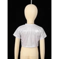 thumbnail image 6 of Sinleey Kids Girls Boys Shiny Sparkle T-Shirts Dance Crop Top Short Sleeve Cropped Tees Dance Silver 180, 6 of 7