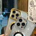 thumbnail image 5 of Compatible with iPhone 14 Pro Max Case MagSafe Glitter Cute Bling Plating Luxury Cutout Visible Logo Camera Protection Phone Cases Compatible with Magnetic for Women Girls 6.7" - Silver, 5 of 13