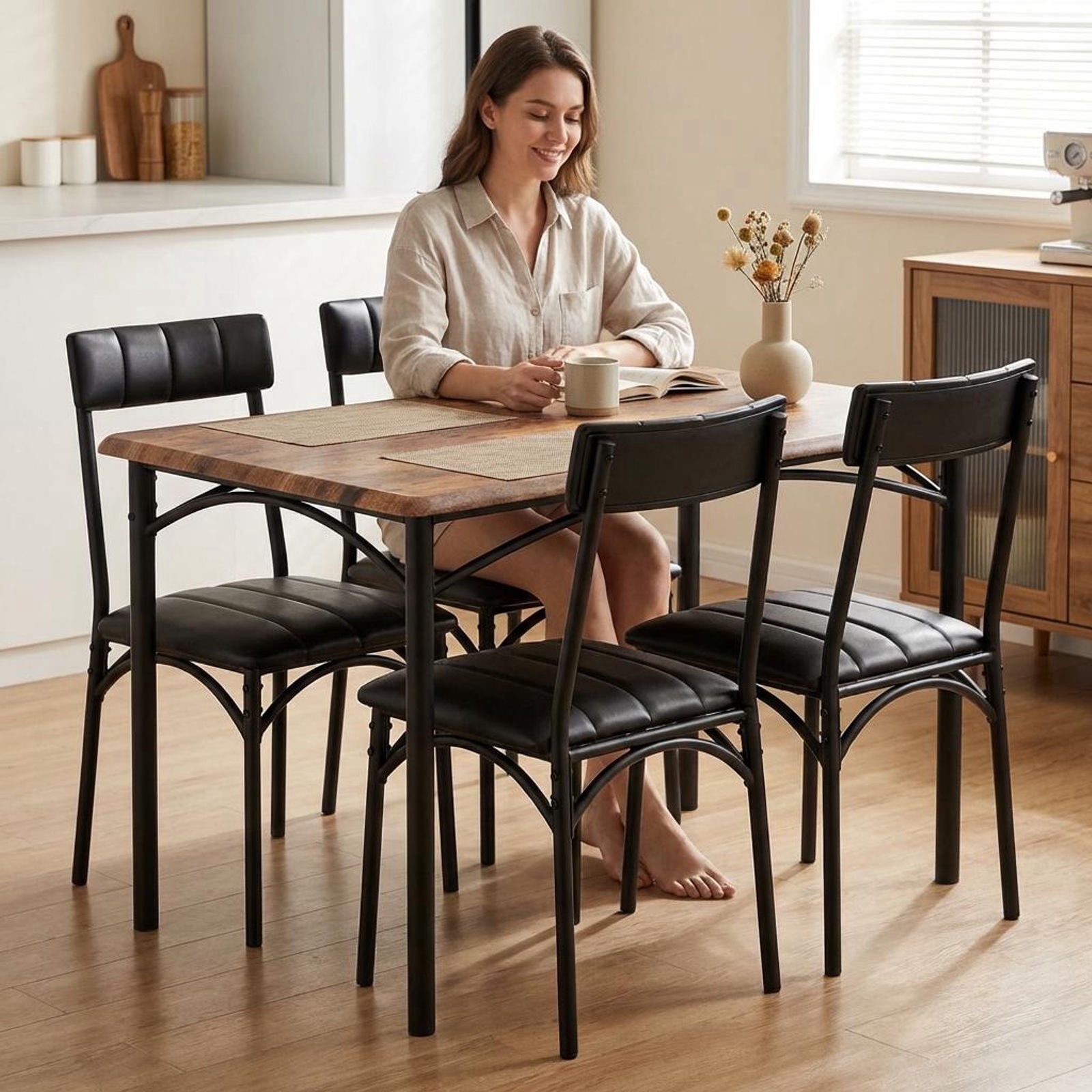 TMS Metropolitan 5-Piece Kitchen Dinette Set for Family, Indoor