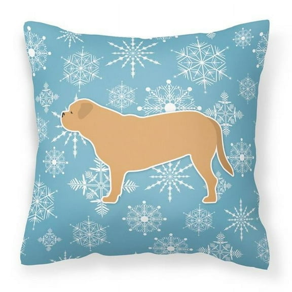 Caroline's Treasures BB3570PW1414 Winter Snowflake Dogue de Bordeaux Fabric Decorative Pillow , 14Hx14W, multicolor