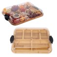 thumbnail image 4 of Rupoun Bamboo Charcuterie Board with Clear Locking Lid, Dual Sided Wood Cheese Serving Tray with Built-in Compartments for Picnics and Parties, 14.2 x 11 Inches / 36 x 28 cm, 4 of 8