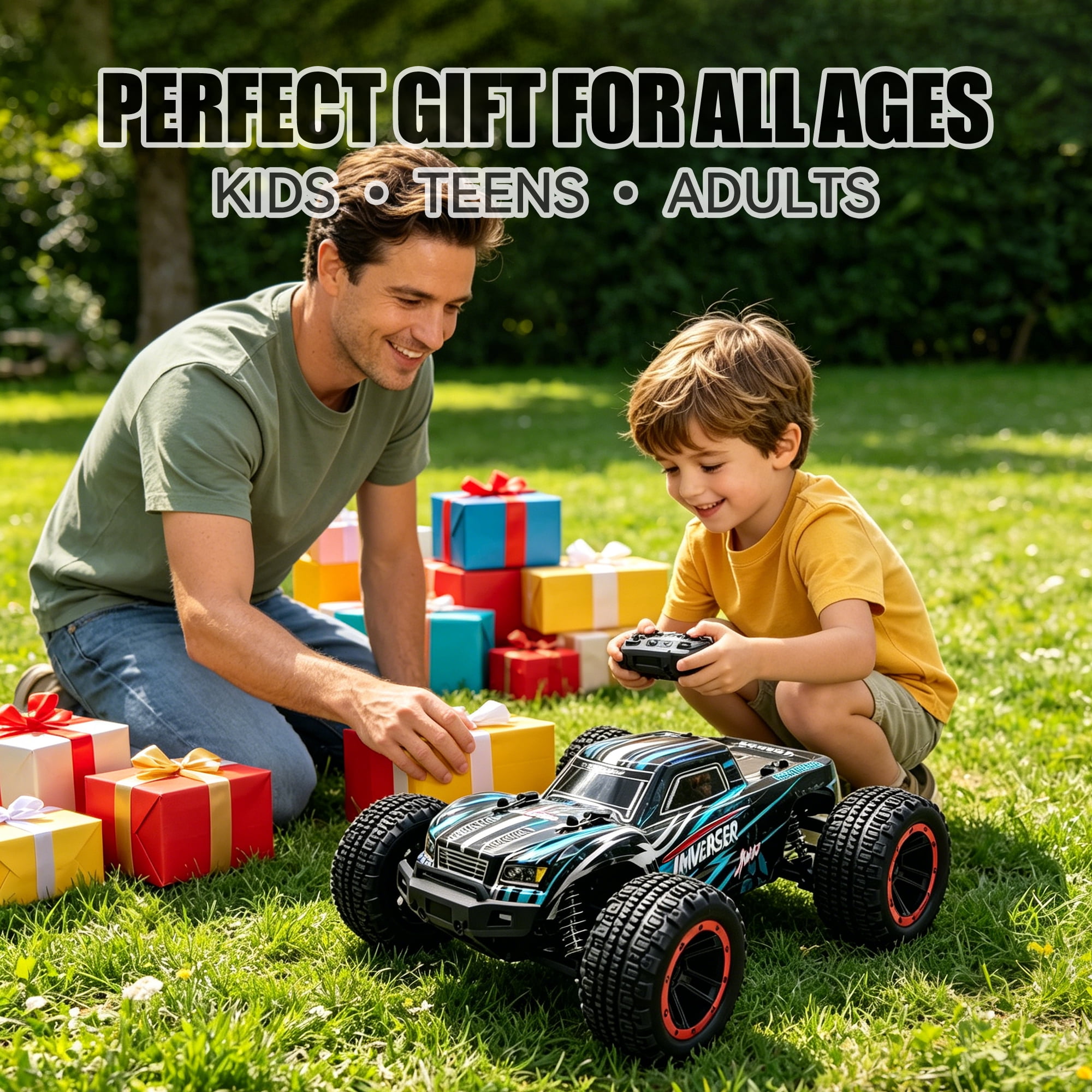 Xuanlur 1:14 Fast Brushless RC Car for Adults, Max 40+ mph Off-Road Truck w/2.4 GHz High Speed Remote Control,4WD, All Terrain Truggy for Snow, Sand & Mud, Blue
