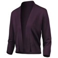 thumbnail image 1 of URBAN DAIZY Women's Classic 3/4 Sleeve Crop Bolero Cardigan Open Front Cropped Shrugs Knit Sweater A09_620 Dark Purple L, 1 of 7