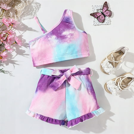 

Kids Toddler Baby Girls Spring Summer Print Cotton Sleeveless Vest Shorts Outfits Clothes Kids Clothing