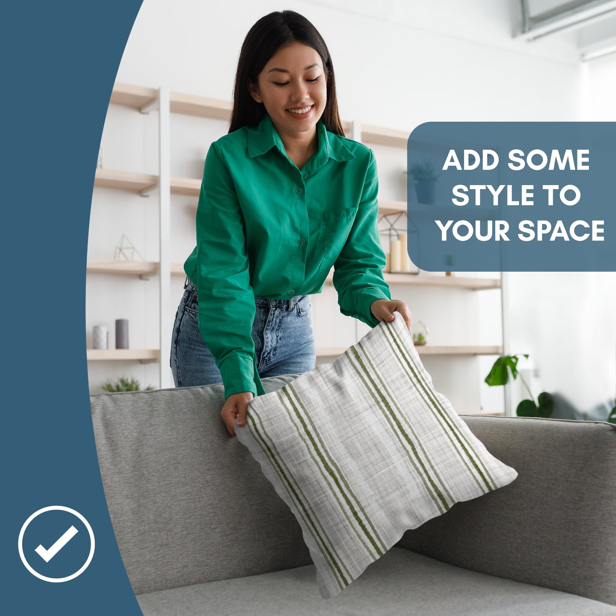Americanflat 18"x18" Striped Pattern Throw Pillow with Premium Polyester - Green
