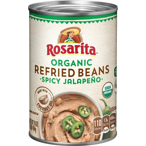 Rosarita Organic Spicy Jalapeno Refried Beans, 16 oz (Package May Vary)