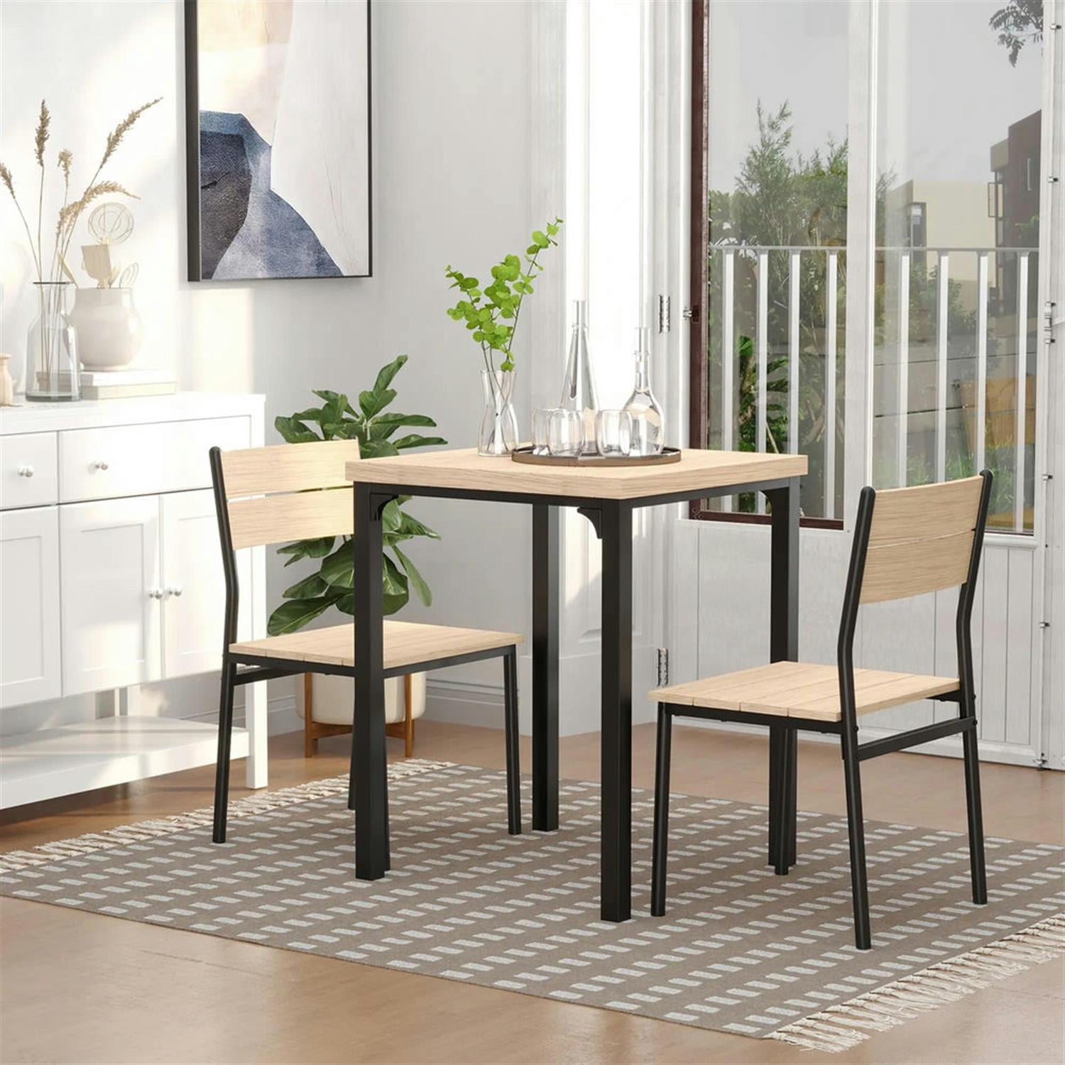 Demi Bonn 3 Piece Dining Table Set for Small Spaces, Modern Kitchen Table and Chairs for 2 Dining Room Set with Chairs Home Furniture Rectangular, Beige