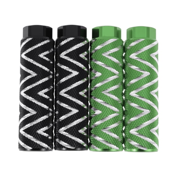 4 Pcs Aluminum Alloy Anti-Skid Bike Pegs 100mm Length Wave Texture Bicycle Backseats Stands Cycling Foot Pegs 3/8 inch Axles Black Green