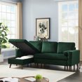 thumbnail image 2 of 88" Convertible Sectional Sofa with Pull-Out Bed, Modern Tufted Velvet Upholstered Corner Sofa Bed with Reversible Storage Chaise and 2 Pillows, 3-seat L-Shaped Sofa Couch for Living Room Office Green, 2 of 7