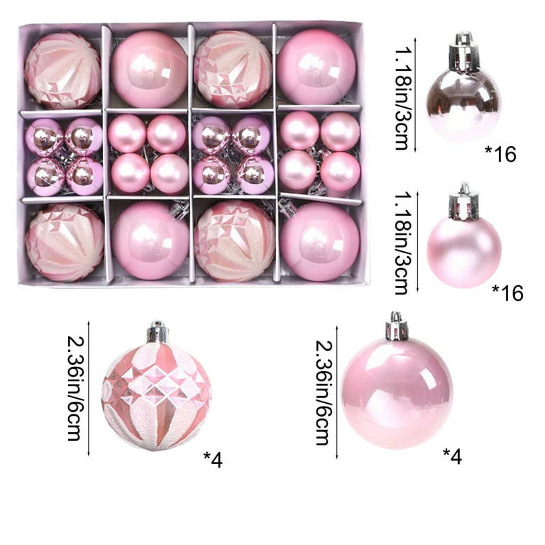 Christmas Tree Ornaments, 40PCS Shatterproof Pink and Silver Ball Set with Mixed Designs for Xmas Tree Decoration, Elegant Holiday Ornament Set for Home 2025 Trend