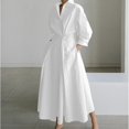 thumbnail image 1 of Women's Polo Collar Long Sleeve Maxi Dress - Ankle-Length, Elastic, Button Detail, Polyester, 1 of 10
