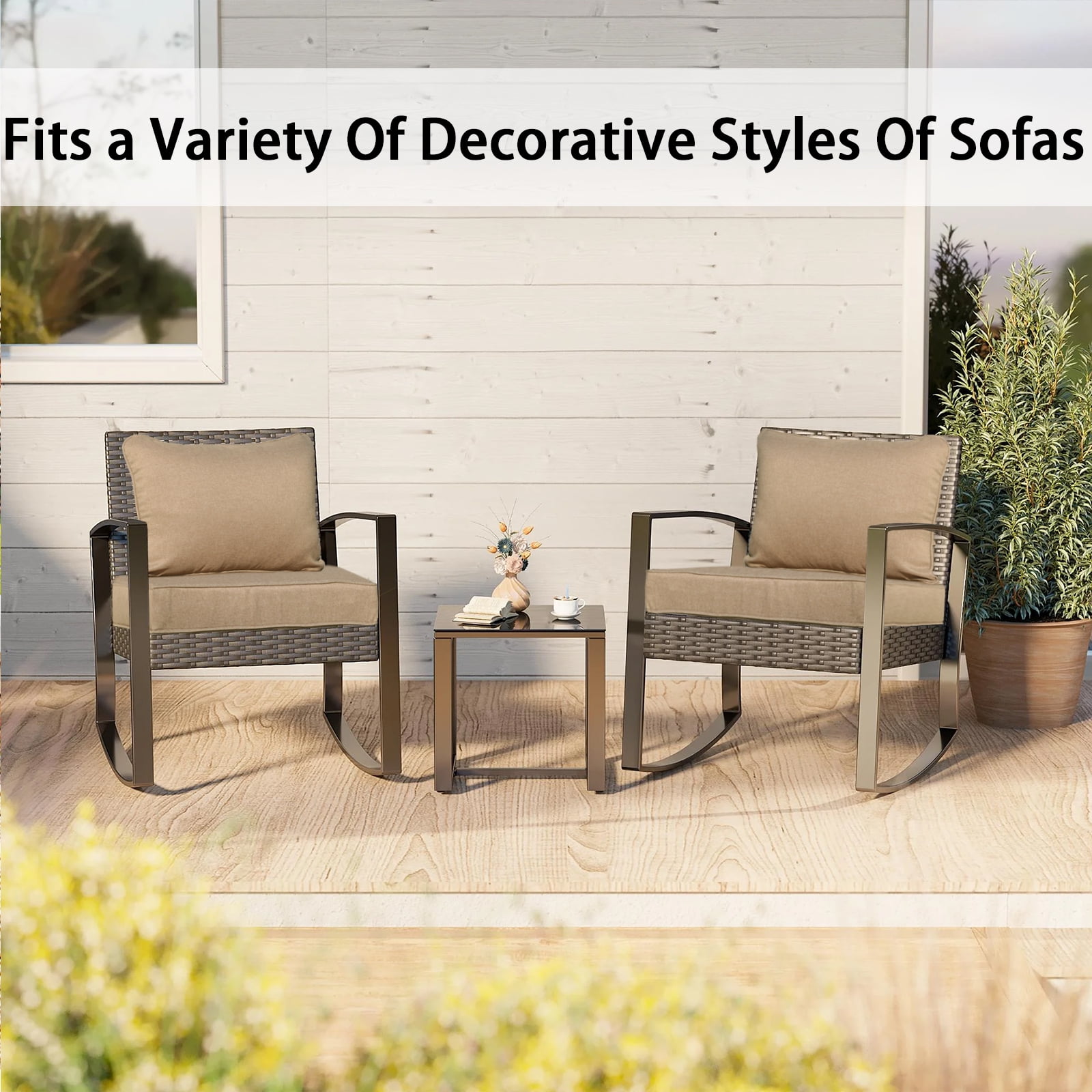 FKS LIFE Patio Cushion Covers Replacement Outdoor Patio Seat Cushion Covers Water Resistant Seat Back Slipcovers 25.6*25.6*3.94inches(4 pack)