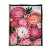 Stupell Romantic Red Peonies Budding Botanical & Floral Painting Gray Floater Framed Art Print Wall Art