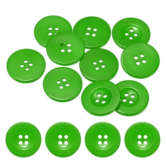 Uxcell Sewing Buttons [10pcs] - 1 Inch/ 25mm 40L Resin Round Flat 4-Hole Craft Replacement Buttons for Coats & Sewing Clothing & DIY - [Green]