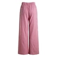 thumbnail image 5 of GEWSEY Womens Wide Leg Striped Plaid Pants Casual Barrel Loose Drawstring Low Waist Palazzo Harem Pants with Pockets (Wine, XL), 5 of 9