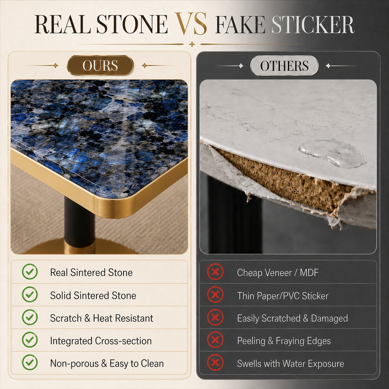 Aukfa 31.5" Square Dining Table for 2-4, Marble-Look Sintered Stone Top, Gold Pedestal Base, Small Spaces,Sapphire Blue