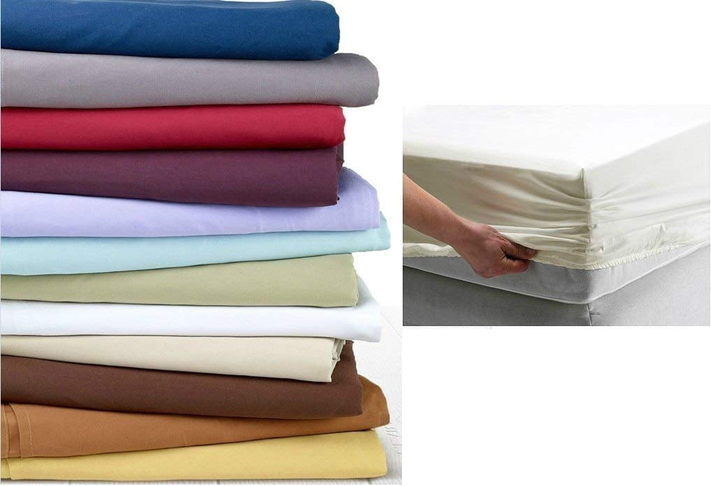 Clara Clark Premier 1800 Collection Single Microfiber Fitted Sheet, Full Size, Cream Beige