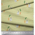 thumbnail image 2 of Soimoi polyester Crepe Fabric Carrot & Rabbit Dots Print Sewing Fabric Yard 42 Inch Wide, 2 of 5