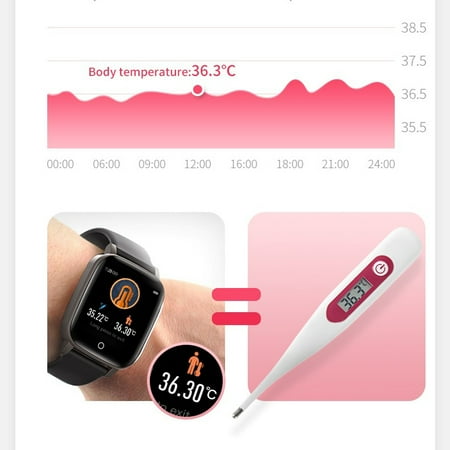 1.3-inch Universal SmartWatch by Indigi® [24/7 Temperature Monitor