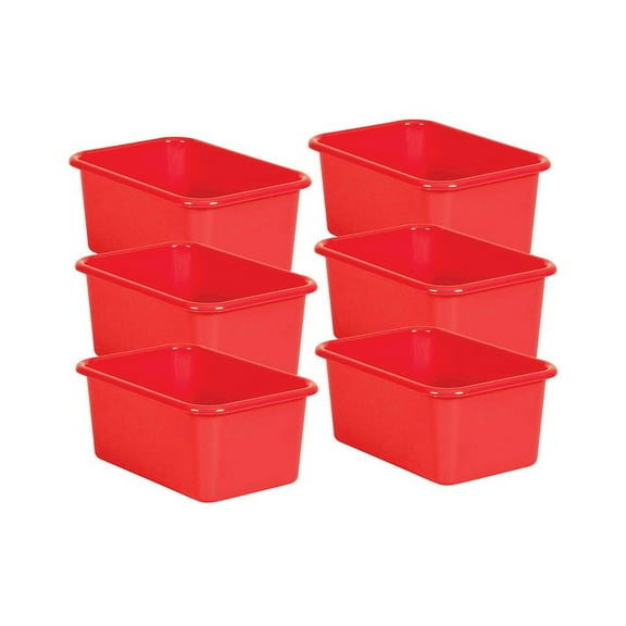 Teacher Created Resources Red Small Plastic Storage Bin, Pack of 6