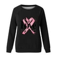 thumbnail image 5 of WREESH Women's Love Letter Pink Ribbon Graphic Sweatshirt Lightweight Breast Cancer Awareness Shirts Long Sleeve Pullover Tops Black, 5 of 5