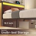 thumbnail image 5 of Bolvdo Twin Bed Frame with LED Headboard, USB Charging Port, Noise-Free Metal Wood Bed Frame, Brown, 5 of 8