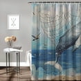 thumbnail image 2 of Orinice Thick waterproof shower curtain set for bathroom accessories, dolphin theme print, beautiful wide fabric toilet curtains, polyester set for bathroom bathroom 60x72, 2 of 7