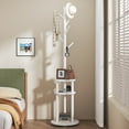 thumbnail image 4 of VECELO Freestanding Coat Rack, Rotating Base With 6 Hooks, Entryway Hanger Stand for Bedroom, Entryway, Living Room, White, 4 of 15