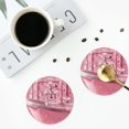 thumbnail image 4 of Fuzoiu Glittering Pink Bathtub Print Leather Coasters Set,Drink Coasters Set of 4,for Tabletop Protection, Durable PVC Coasters,Home Décor and Housewarming Gift-Round Shape, 4 of 6