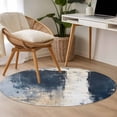 thumbnail image 5 of Navy Blue Grey Large Area Rugs for Bedroom Living Room, Soft Non Slip Carpet Bedside Rug, Modern Abstract Art Rustic Round Floor Cover Kitchen Accent Rug 3' for Dining Room/Office, 5 of 9