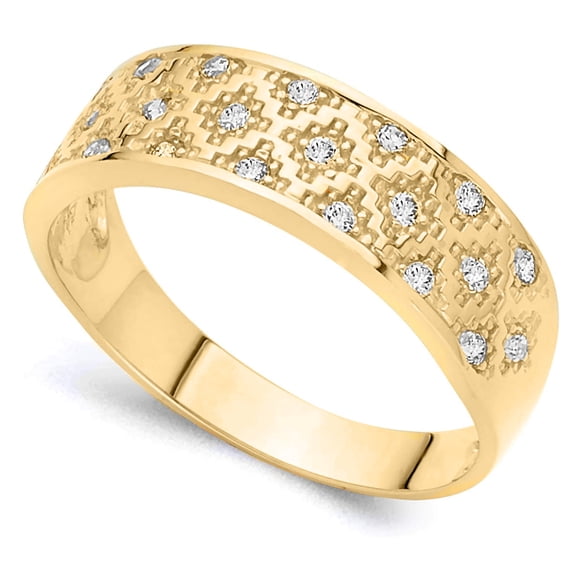 Dimaya Fine Jewelry Bracelet de Mariage pour Hommes en Or Jaune 14K Zircon Cubique 6-mm