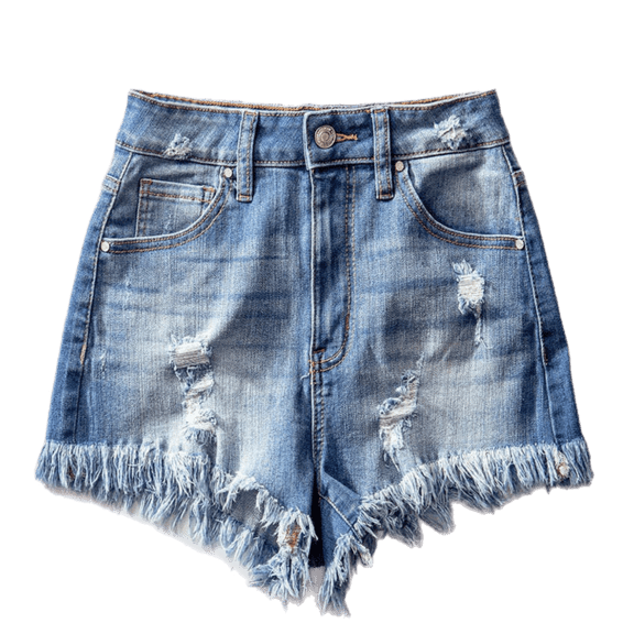 Tricot Denim High Waisted Distressed Shorts (Small)