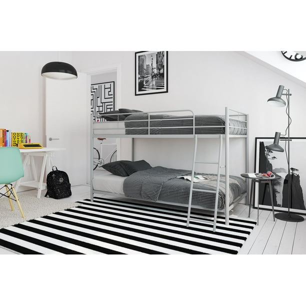 Mainstays Small Space Twin Over Twin Bunk Bed Silver Metal Walmart Com Walmart Com