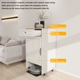 thumbnail image 4 of Storage Cabinet, Robot Vacuum Stand Cabinet with 360° Rotating Universal Wheels, Adjustable Shelf, Sweeping Robot Storage Rack with Doors and Drawers, for Living Room, Hallway, Entryway, Antique White, 4 of 7