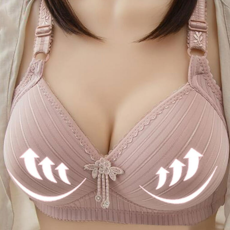 YWDJ Bras for Women Push Up No Underwire Plus Size Everyday for Sagging  Breasts Solid Color Non Steel Ring Printing Four Breasted Underwear Everyday  Bras for Women Sports Bras for Women Pink
