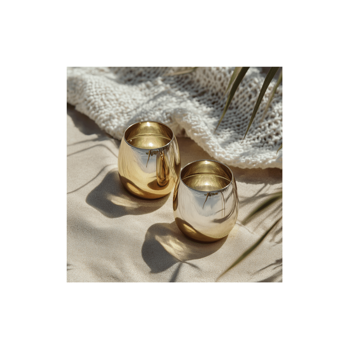 K&K Home Gold Stainless Steel Unbreakable Gold Stemless Wine Glasses - 15 oz - Set of 4 Colored, Stemless Metal Wine Glasses Perfect for Outdoors, Weddings, and Parties