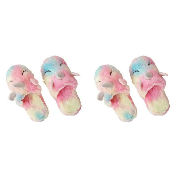 BERTDOMD 2pcs Autumn Winter Plush Cotton Slippers Warm Non- Indoor Home Shoes