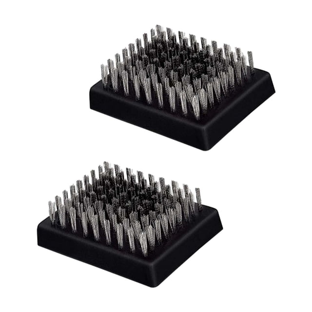 2 cepillos de acero inoxidable para parrilla, accesorios para barbacoa, limpiador de parrilla ligero y compacto para cocina, camping y fiestas.
