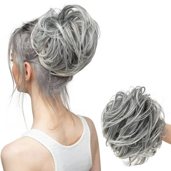 Mother'S Day Real Silk Wig, Messy Hair Bun Hair Pieces Curly Synthetic Updo Scrunchies Ponytail Extension for Women Black 1Pcs, Wig, Closure,Hair Bundles,Lace Frontal,Highlight Cap,Lace Front,Lace