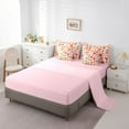 thumbnail image 5 of Feelyou Dreamy Floral Teens Bedding Comforter Set 7pcs, Cute Cherry Blossoms King Bedding Sets, Cartoon Pink Flower Reversible Bed Sheets, Super Cozy Room Decor, 5 of 8