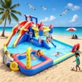 thumbnail image 3 of HNH 10 in 1 Inflatable Water Slide Kids Bounce House with Splash Pool & Water Gun & Basketball & Climbing Wall & Dual Pools & Soccer,650W Air Blower, 18.92x17.08FT, 3 of 11