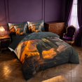 thumbnail image 2 of Manfei Jungle T-Rex Wildlife 7 Pieces Full Size Bedding Sets,Retro Dino Animals Full Size Bed in a Bag,Orange Black,Black Reversible, 2 of 6