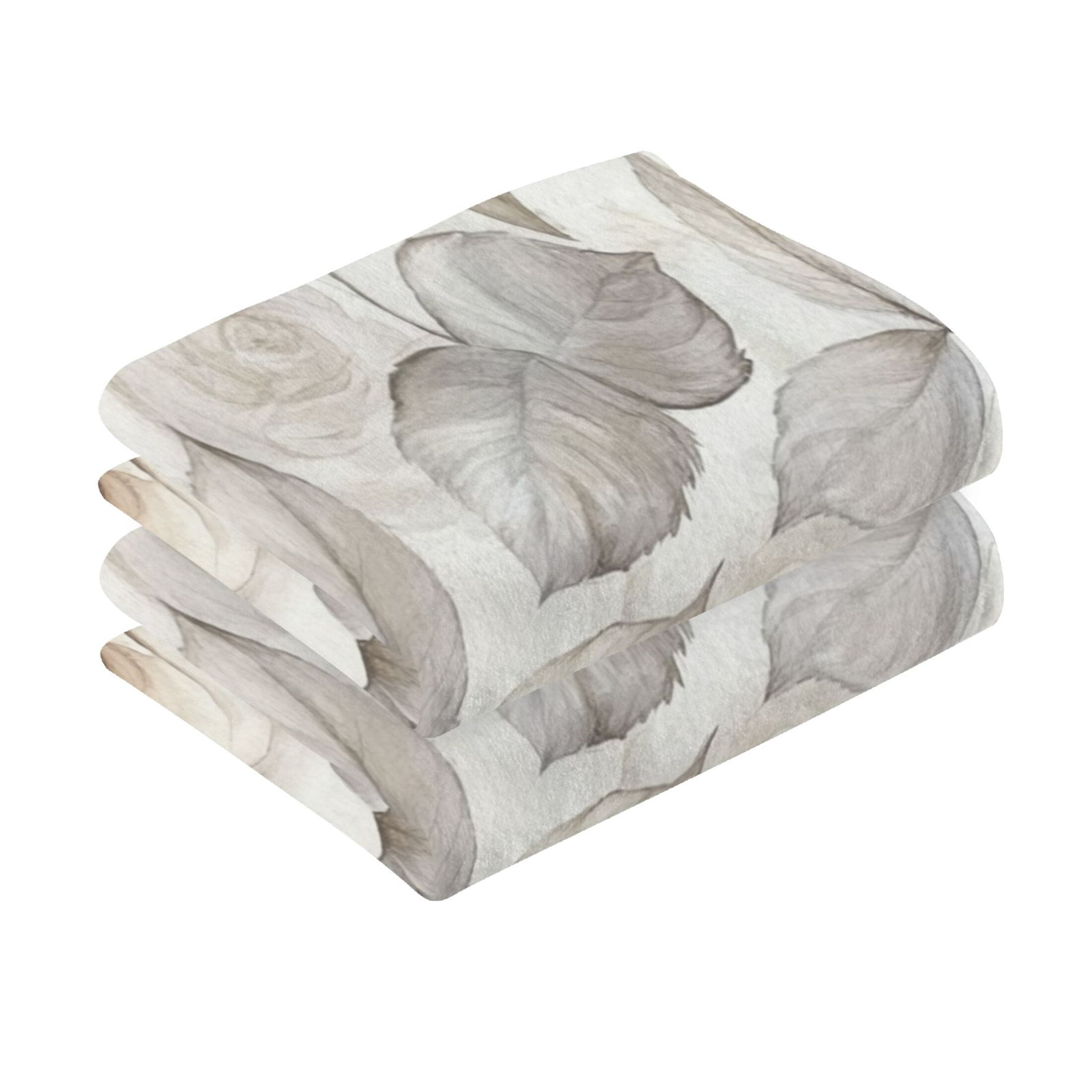 Cotton Towel Two-Piece 16x28 Inch One Sizex2 Face Towel Set Towel Set Cotton Hand Bath Towel Bathroom Beach Cartoon White Flowers
