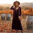 thumbnail image 4 of Women Fall Winter Velvet Scoop Crew Round Neck Maxi Dress Long Sleeve Loose Shift Solid Chic Elegant Casual Everyday Dress 2XL, 4 of 7